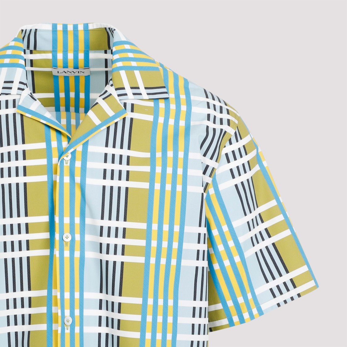 Green Cotton Printed Bowling Shirt