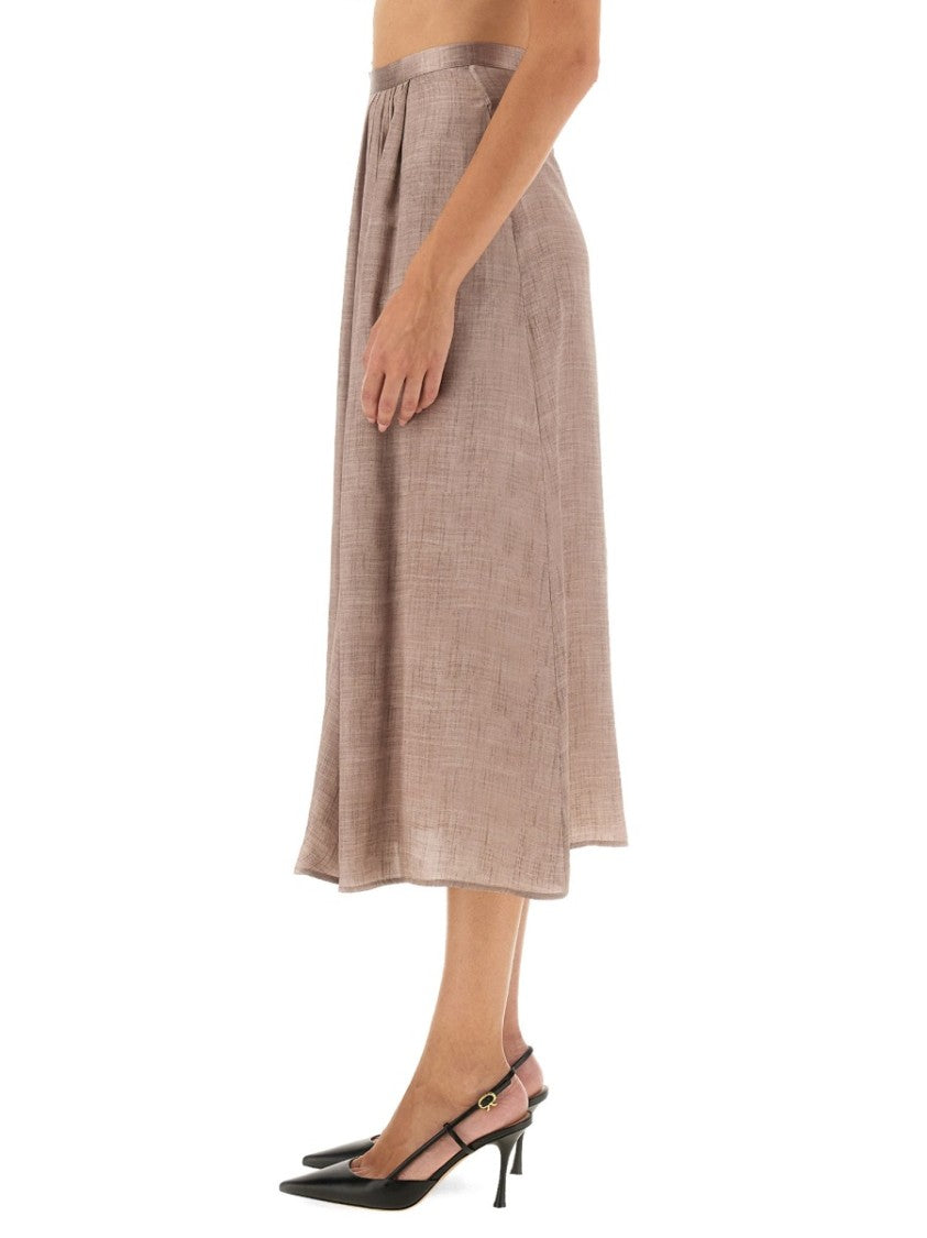 Flowing Midi Skirt In Silk-Viscose Blend