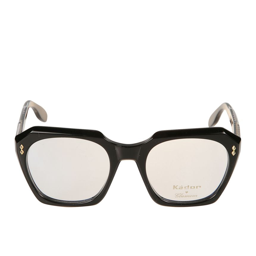 Gloria Glamour Geometric Black Frame Eyeglasses with Gold Detailing