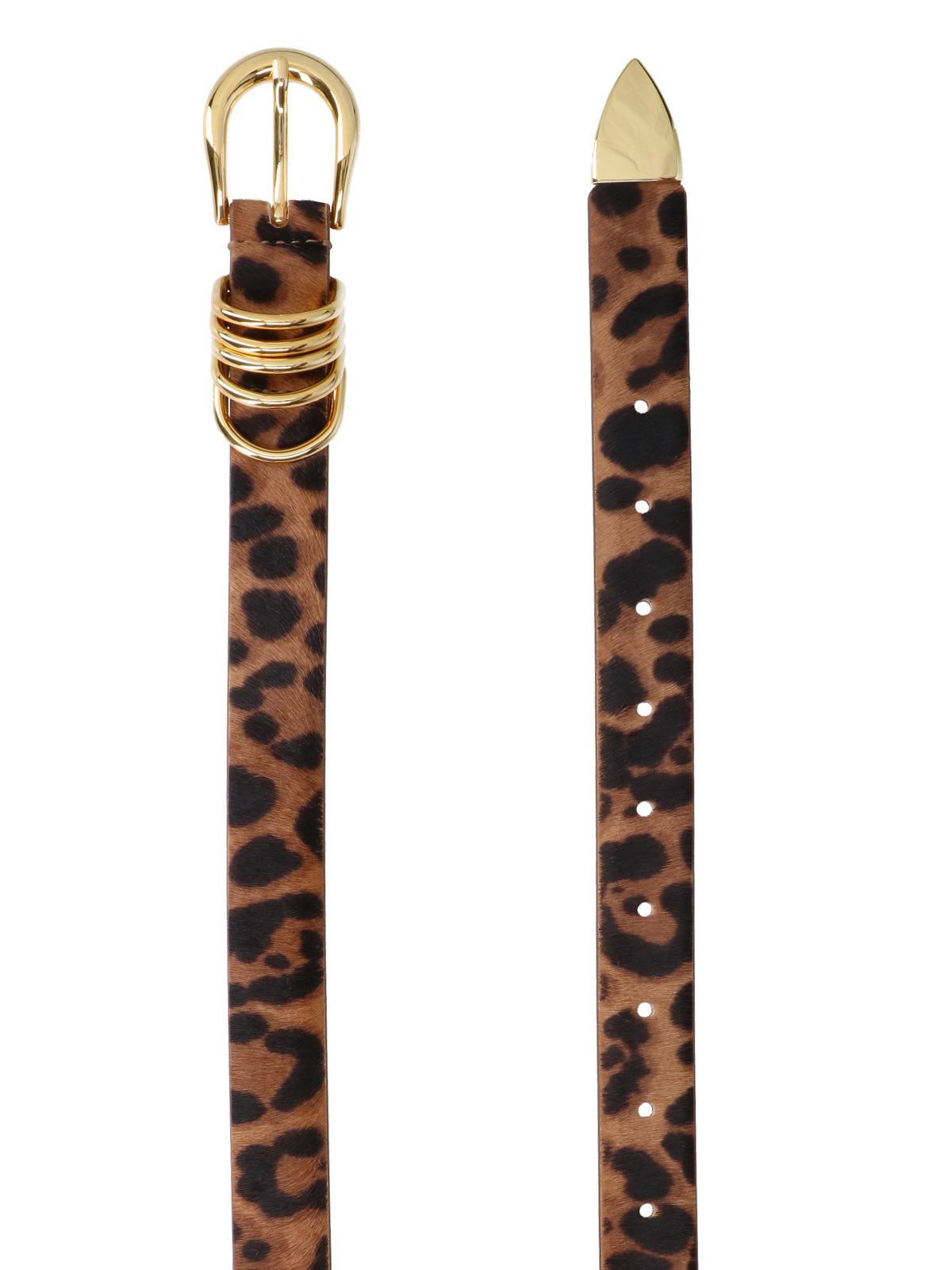 Brown Pony Hair Animal Print Belt