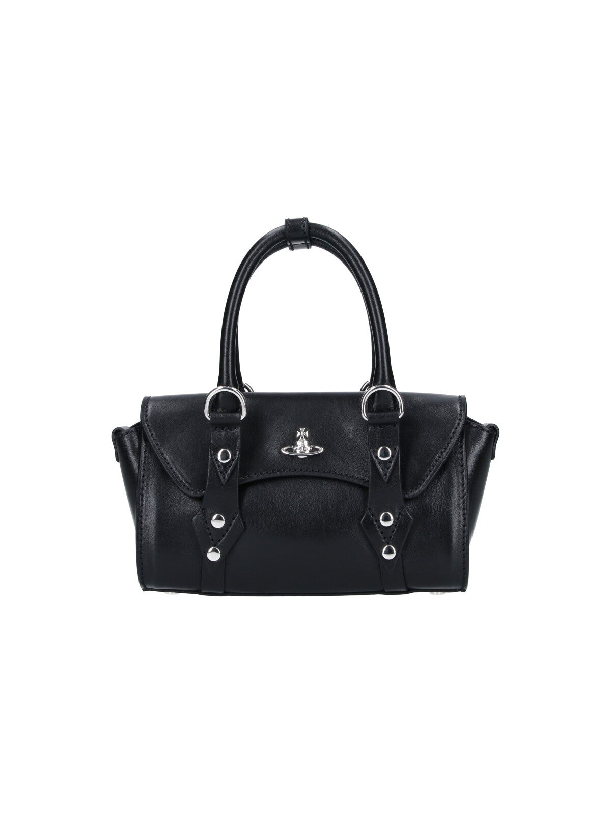 Black Bettina Studded Leather Handbag