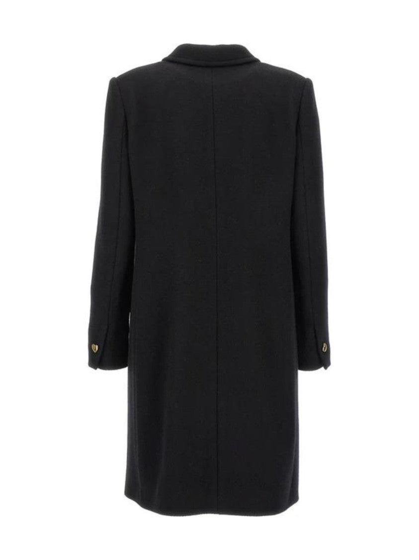 Heart-Shaped Buttons Black Coat