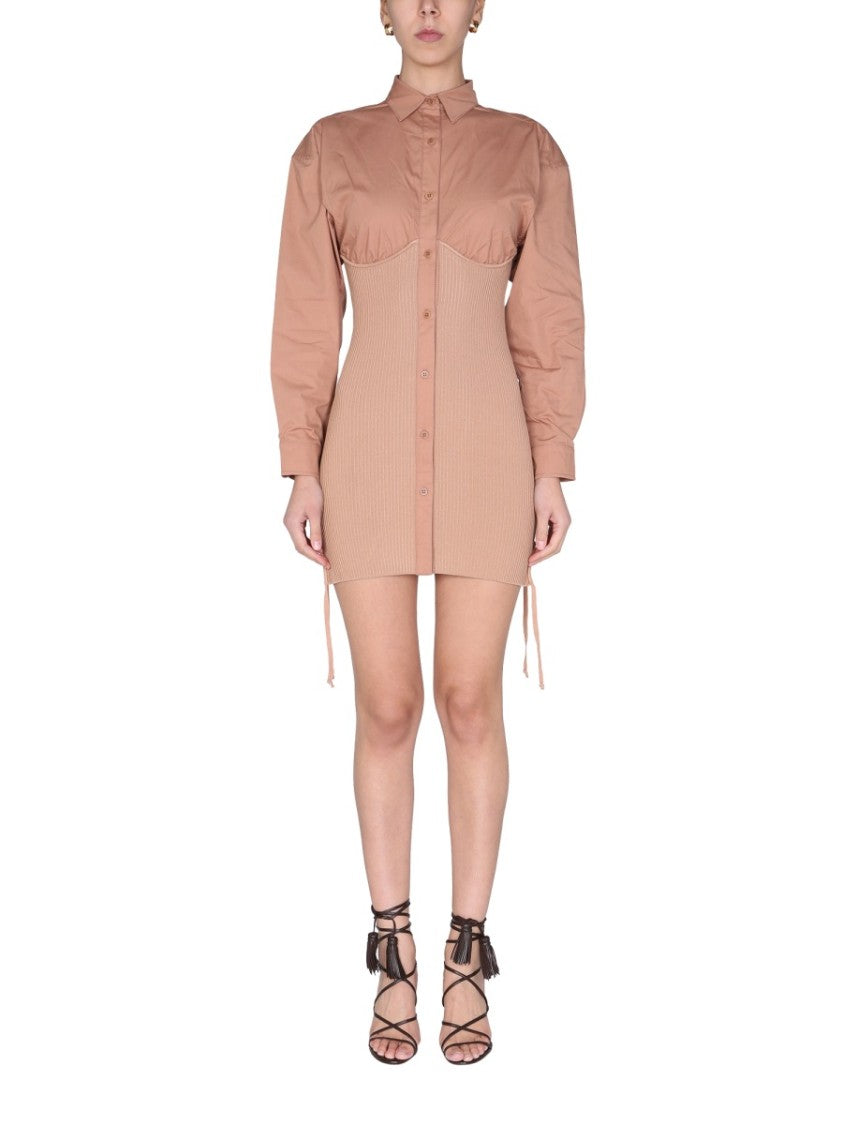Pointed Collar Mini Dress