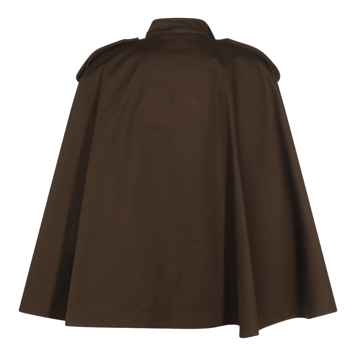 Cape-Inspired Brown Jacket with Double-Breasted Front