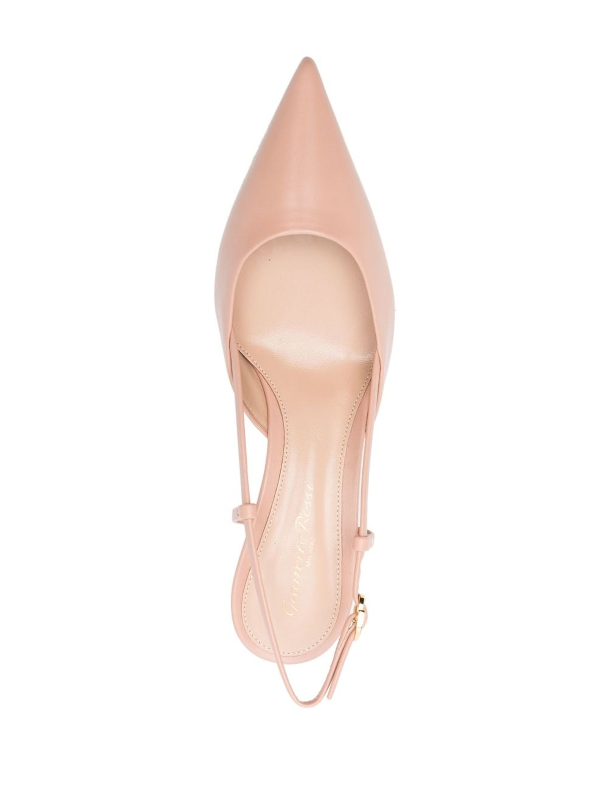 Pointed Toe Calf Leather Kitten Slingbacks