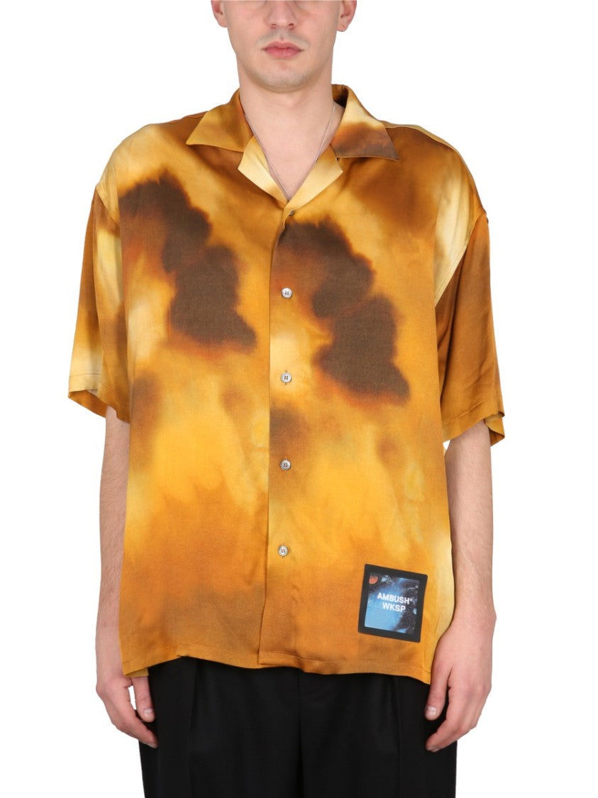 Bowling Collar Shirt With Logo Patch