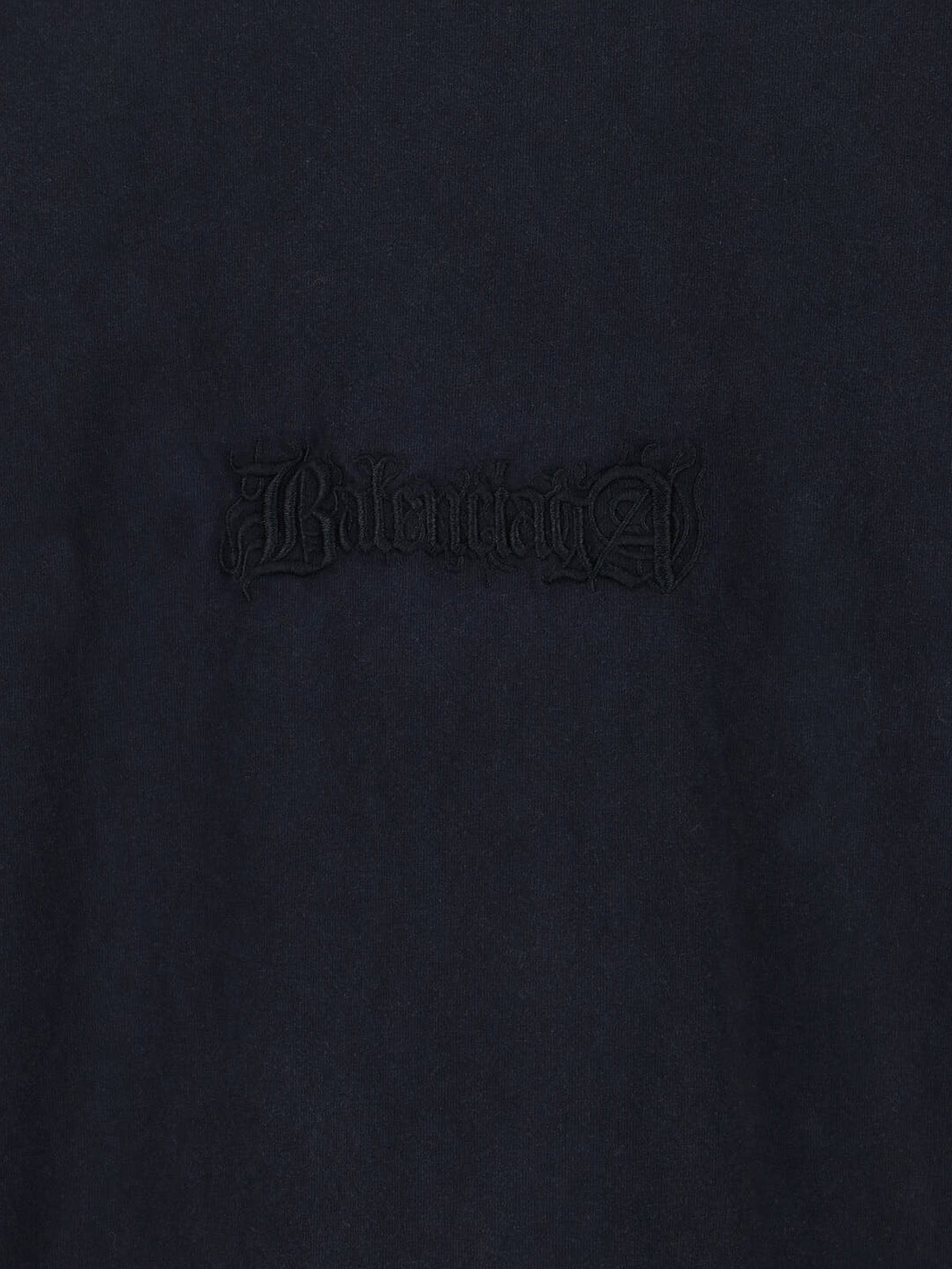 Black Cotton T-Shirt With Tone-On-Tone Embroidered Logo