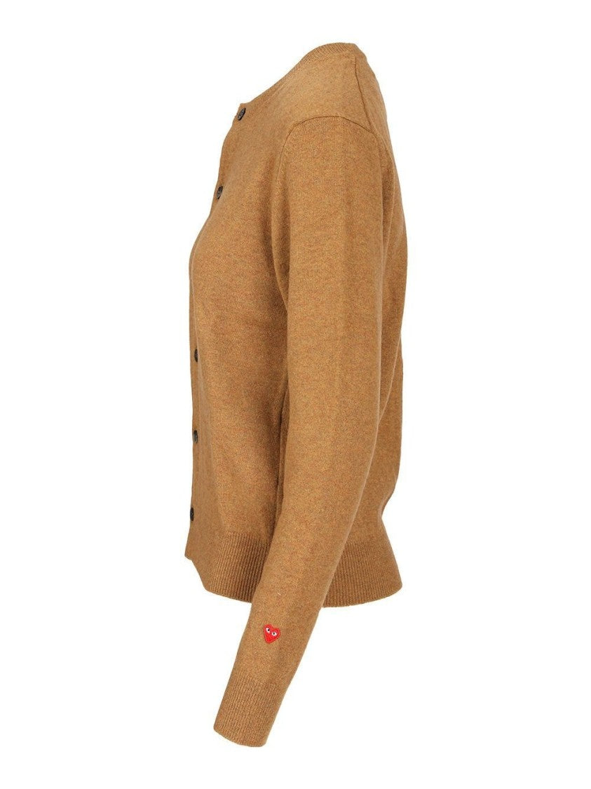 Wool Cardigan with Button-Up Front and Round Neckline