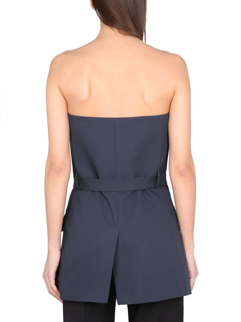 Tailored Strapless Top With Belted Waist