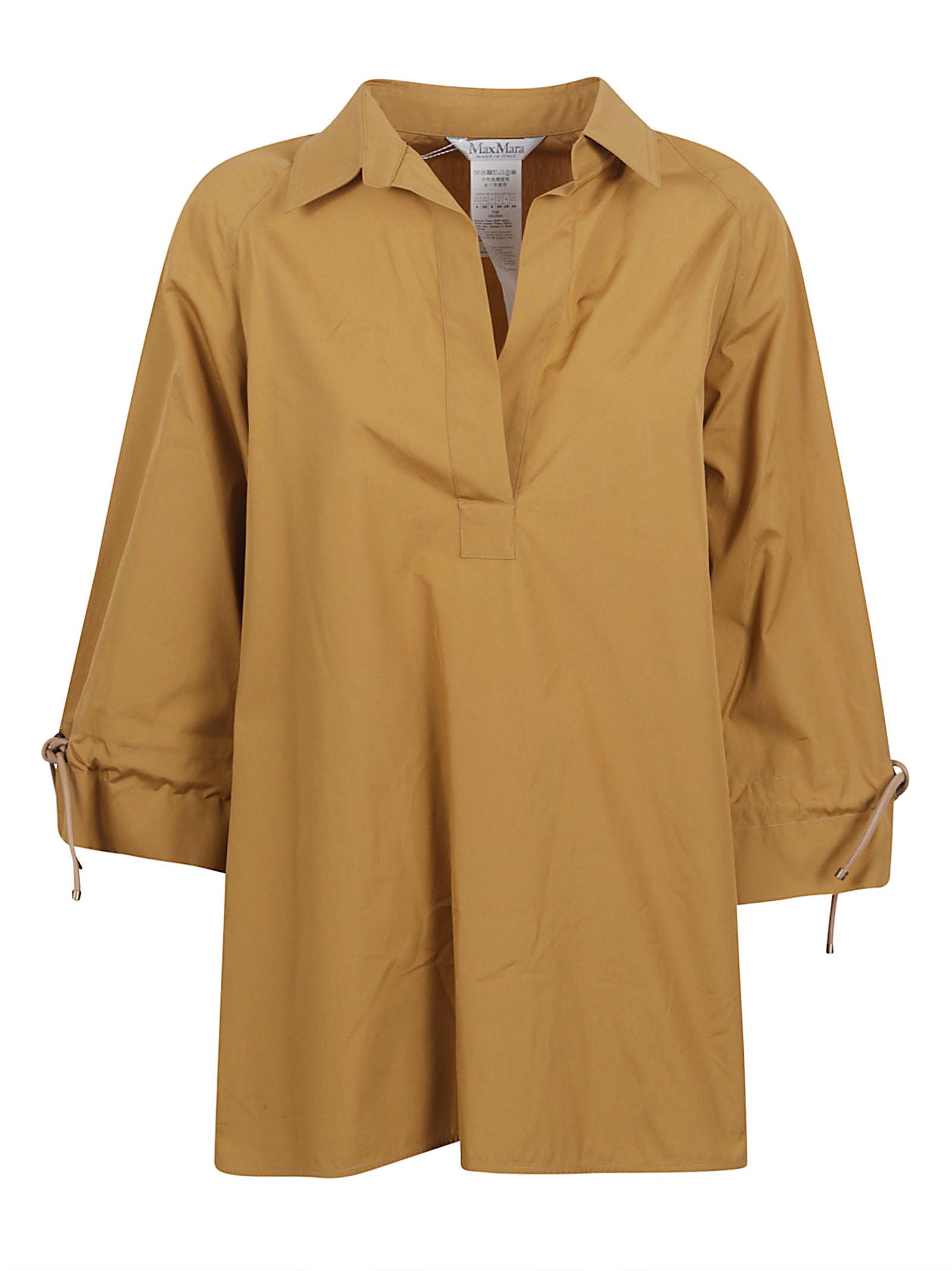 Relaxed Fit Brown Cotton Shirt with 3/4 Sleeves and Classic Collar