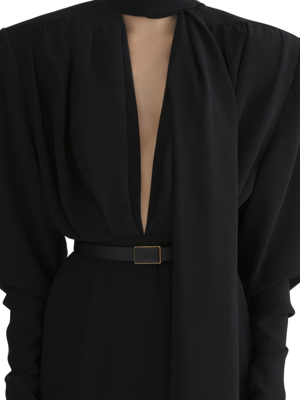 Midi Dress with Plunging Neckline