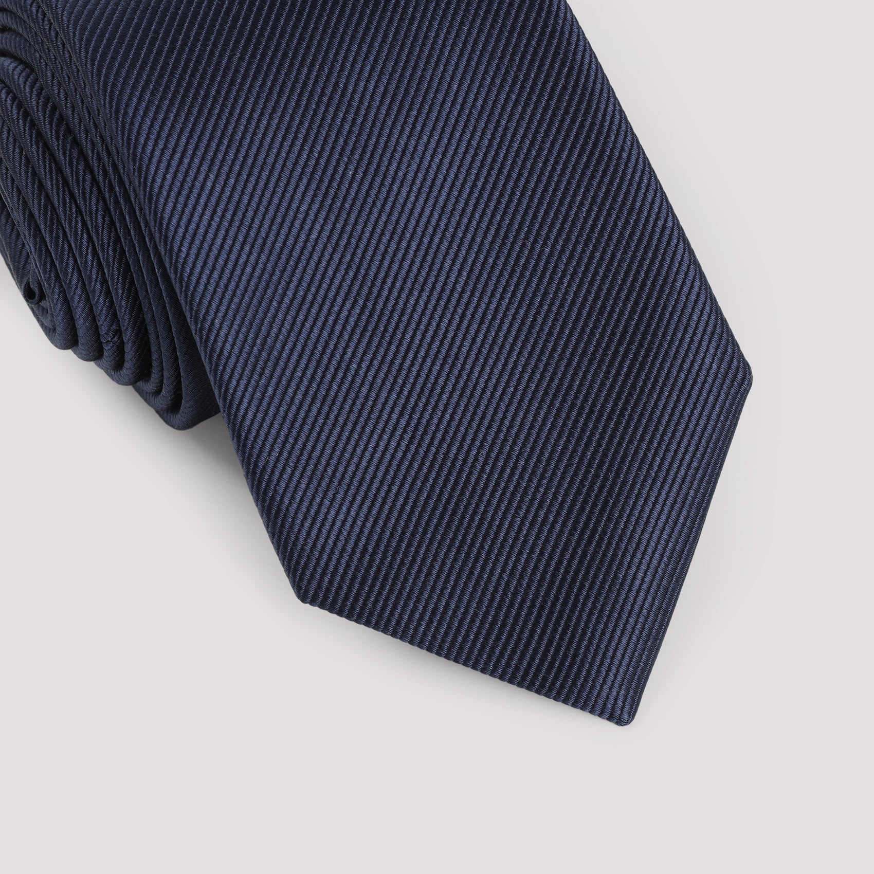 Subtle Ribbed Blue Silk Tie