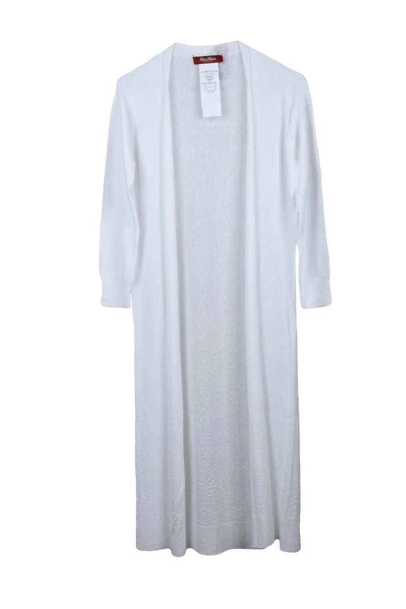 Long Brushed Cardigan - White