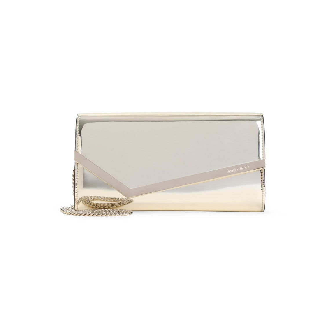 Rectangular Clutch Bag In Mirror Gold Leather