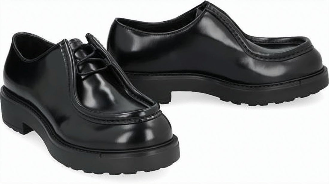 Polished Leather Loafers With Chunky Sole And Elevated Heel