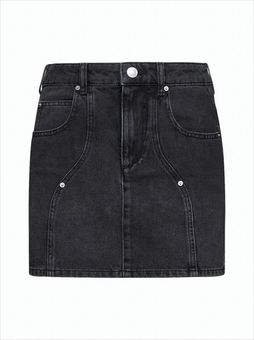 Fitted Black Denim Mini Skirt