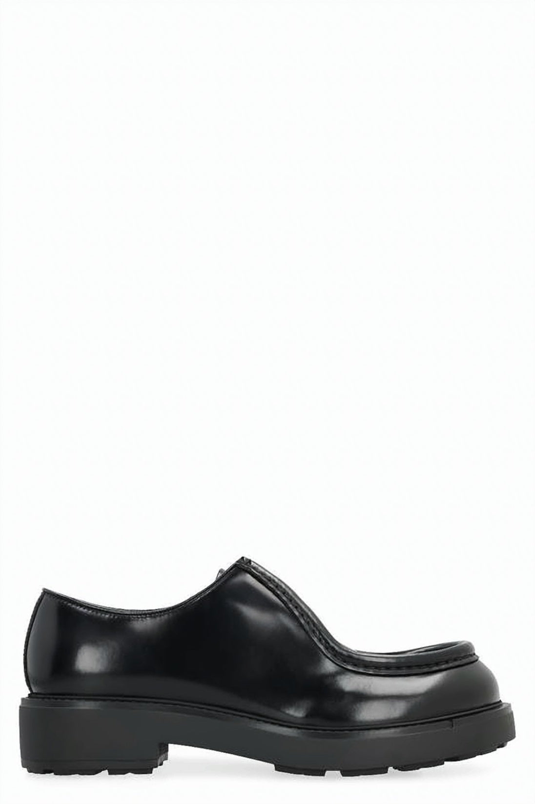 Polished Leather Loafers With Chunky Sole And Elevated Heel