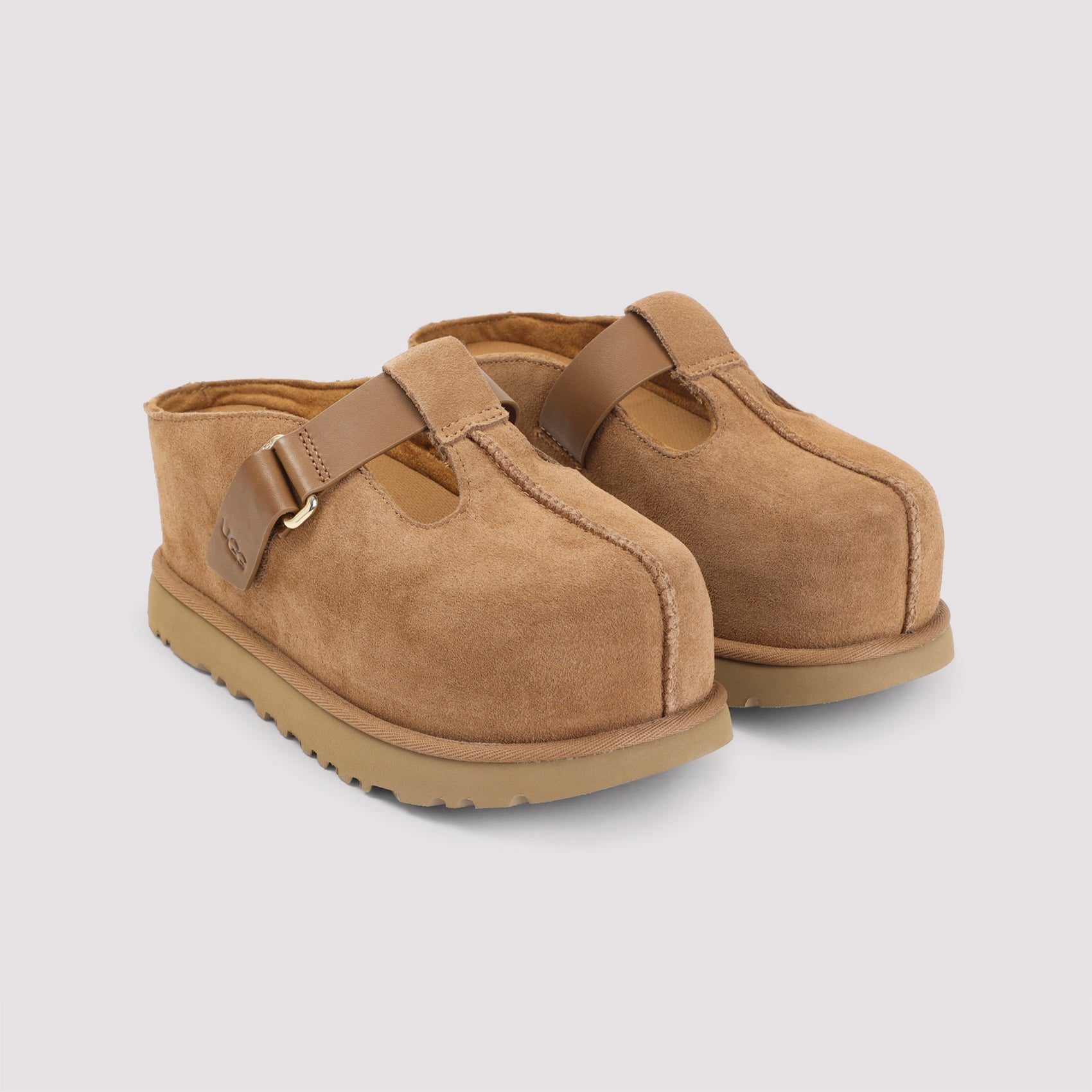 Brown Suede Slip-On Shoes with Adjustable Strap and Cushioned Sole