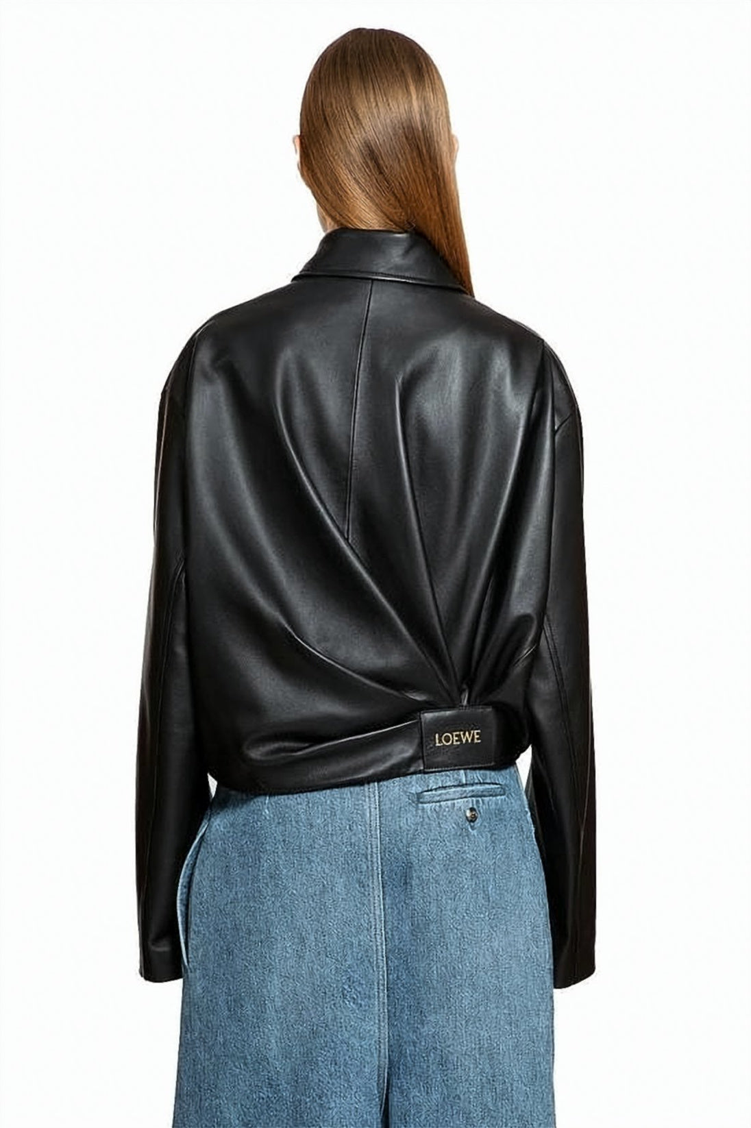Lamb Leather Coat with Oversized Silhouette