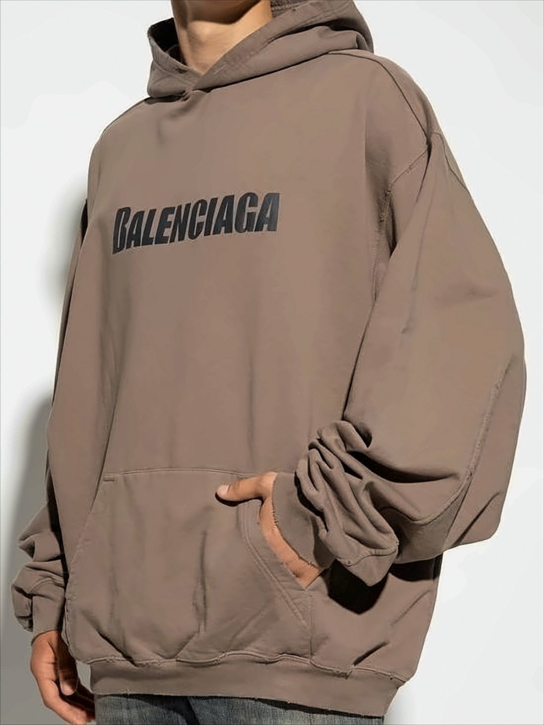 Relaxed Oversized Brown Hoodie with Bold Logo