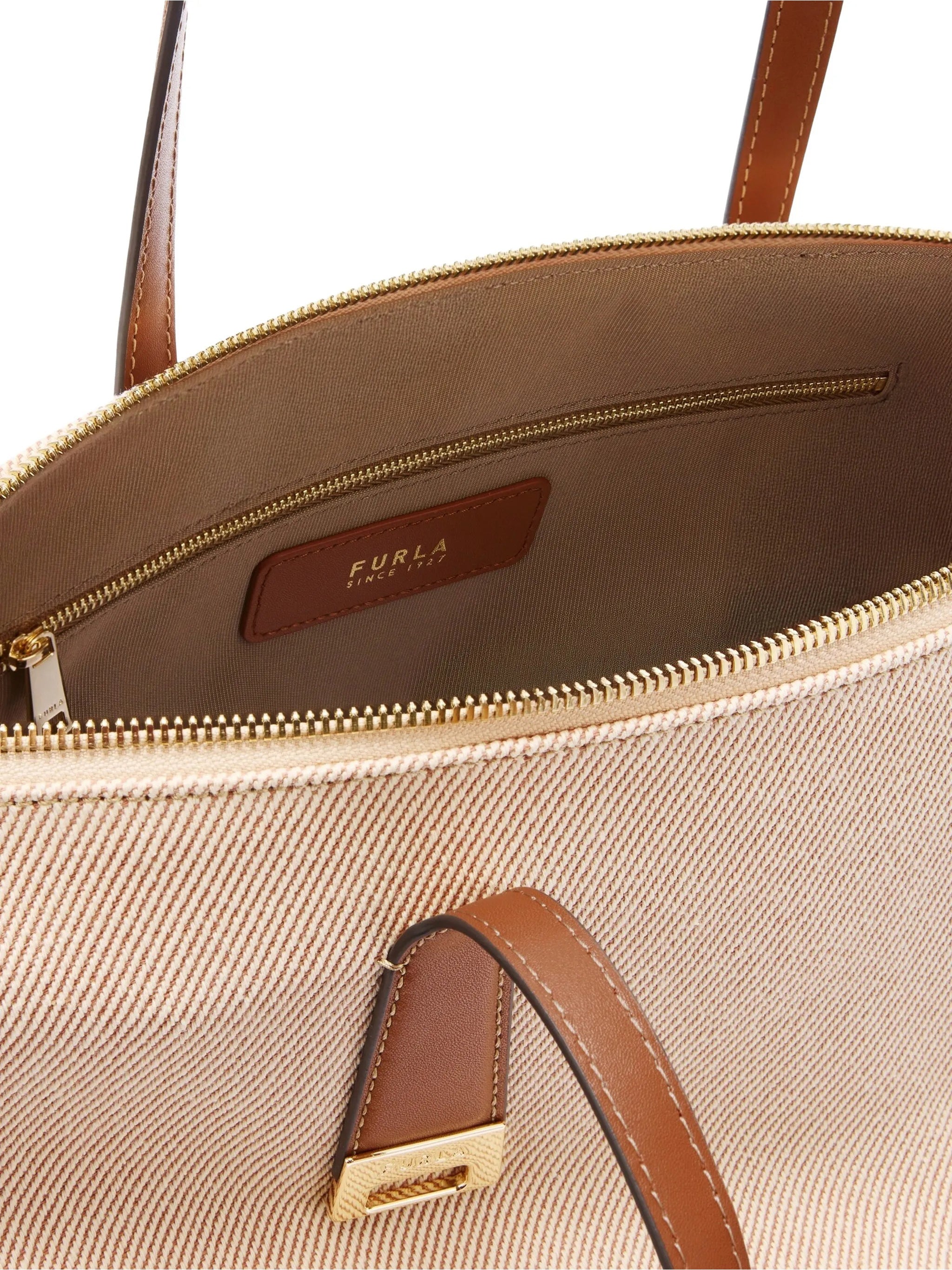 Olivia L Tote Beige Cotton Leather Tote