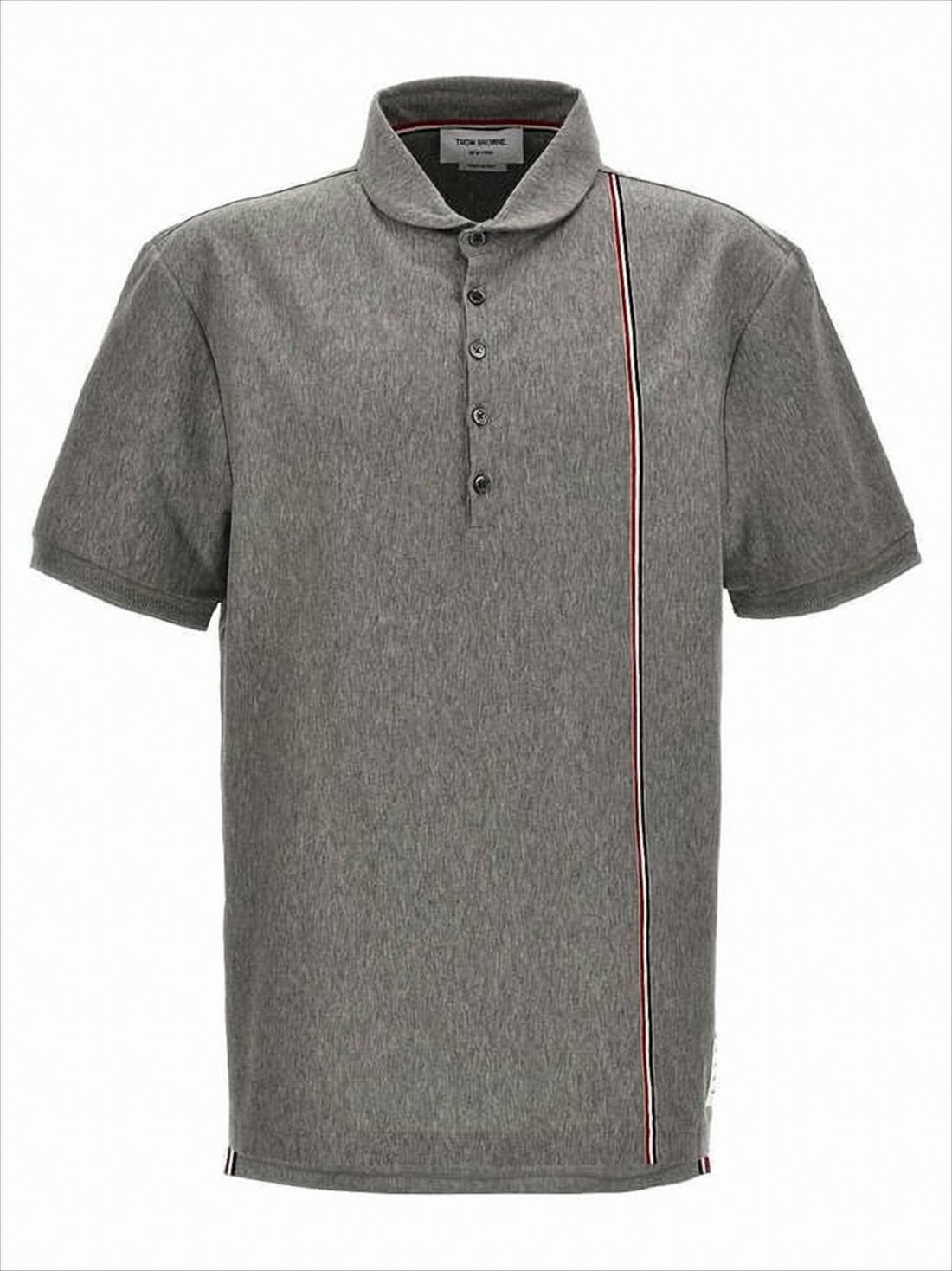 Short-Sleeved Polo Shirt With Classic Collar And Vertical Stripe Detail