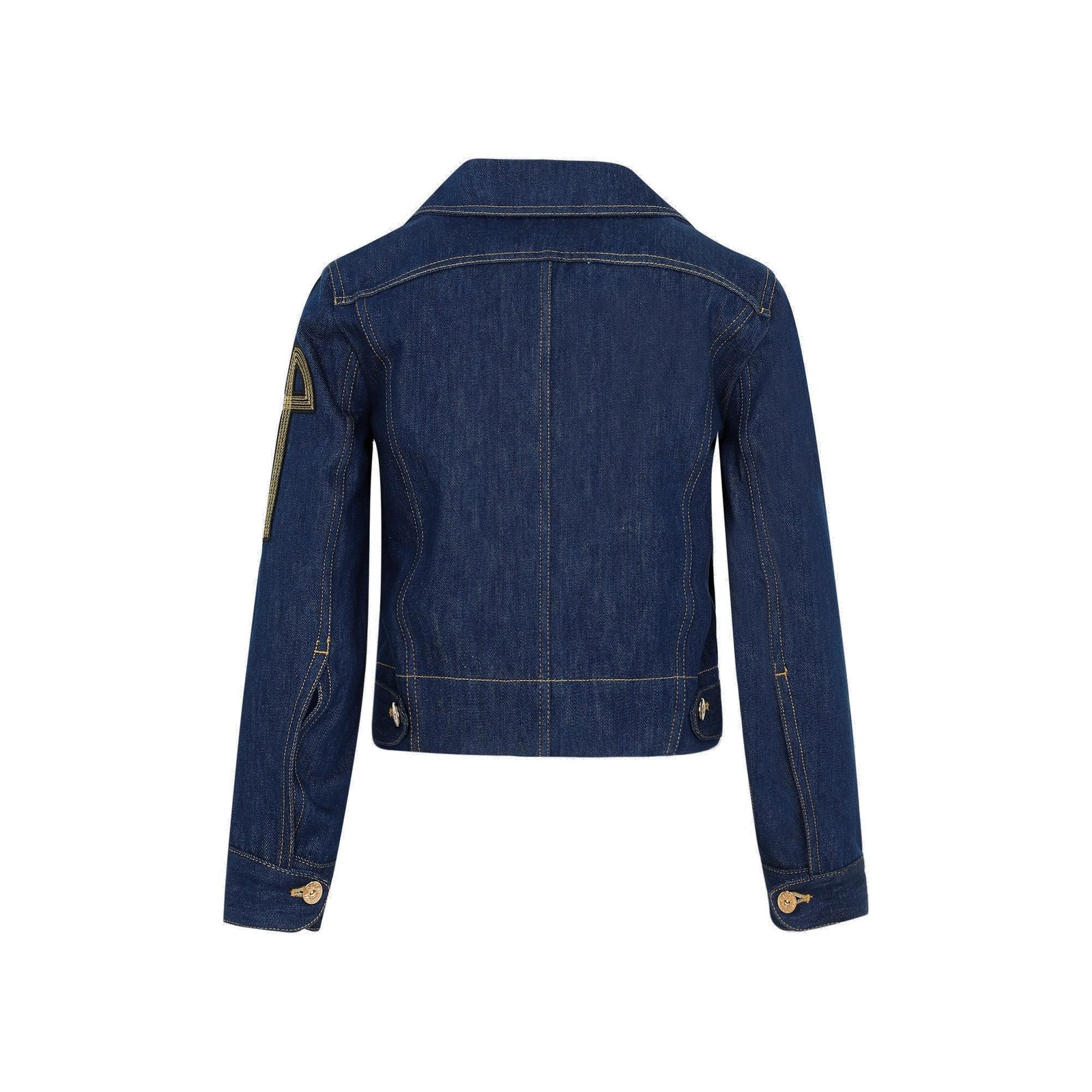 Cropped Denim Jacket with Wide Collar