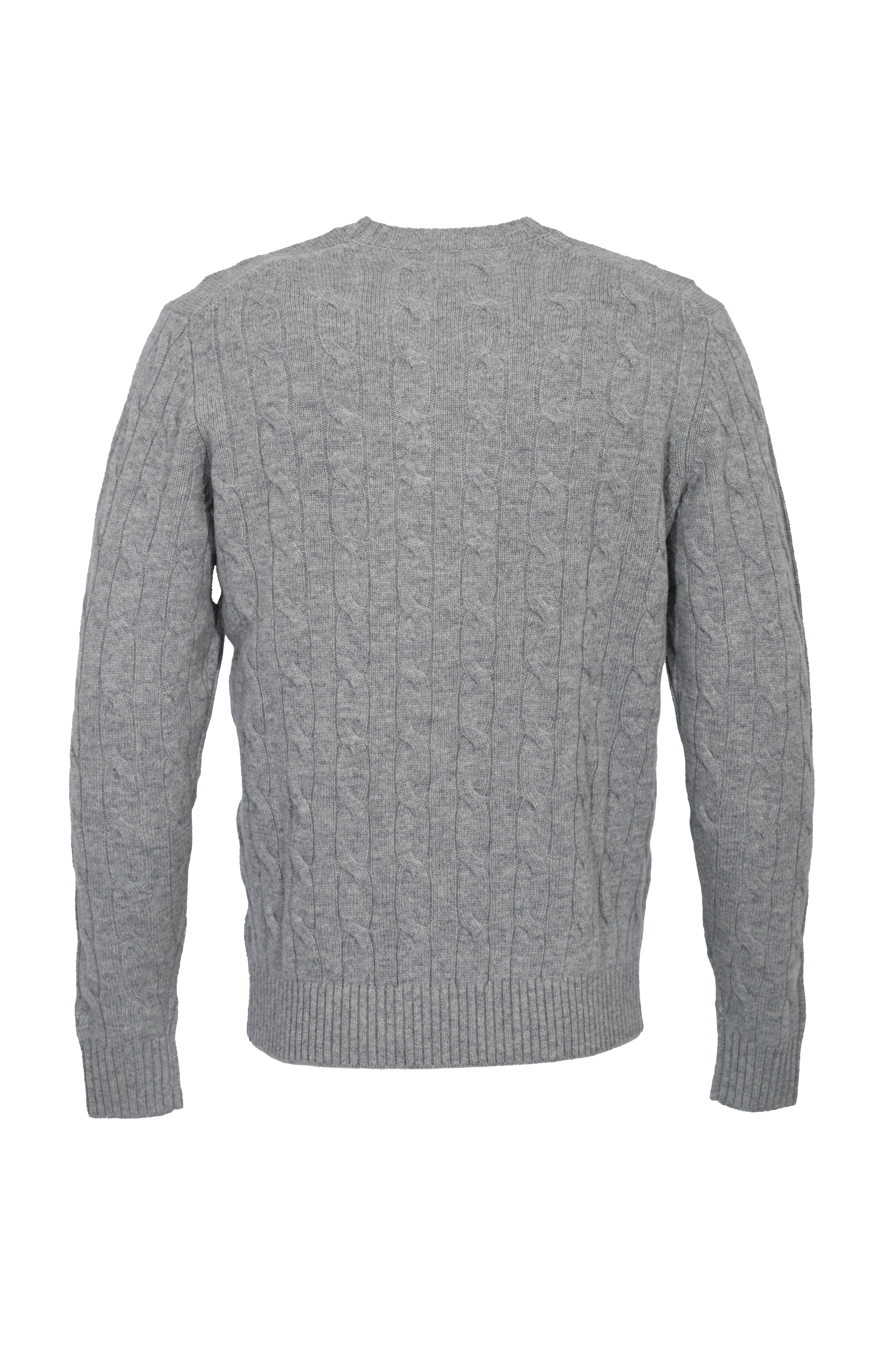 Braided Knit Wool Sweater With Ribbed Details