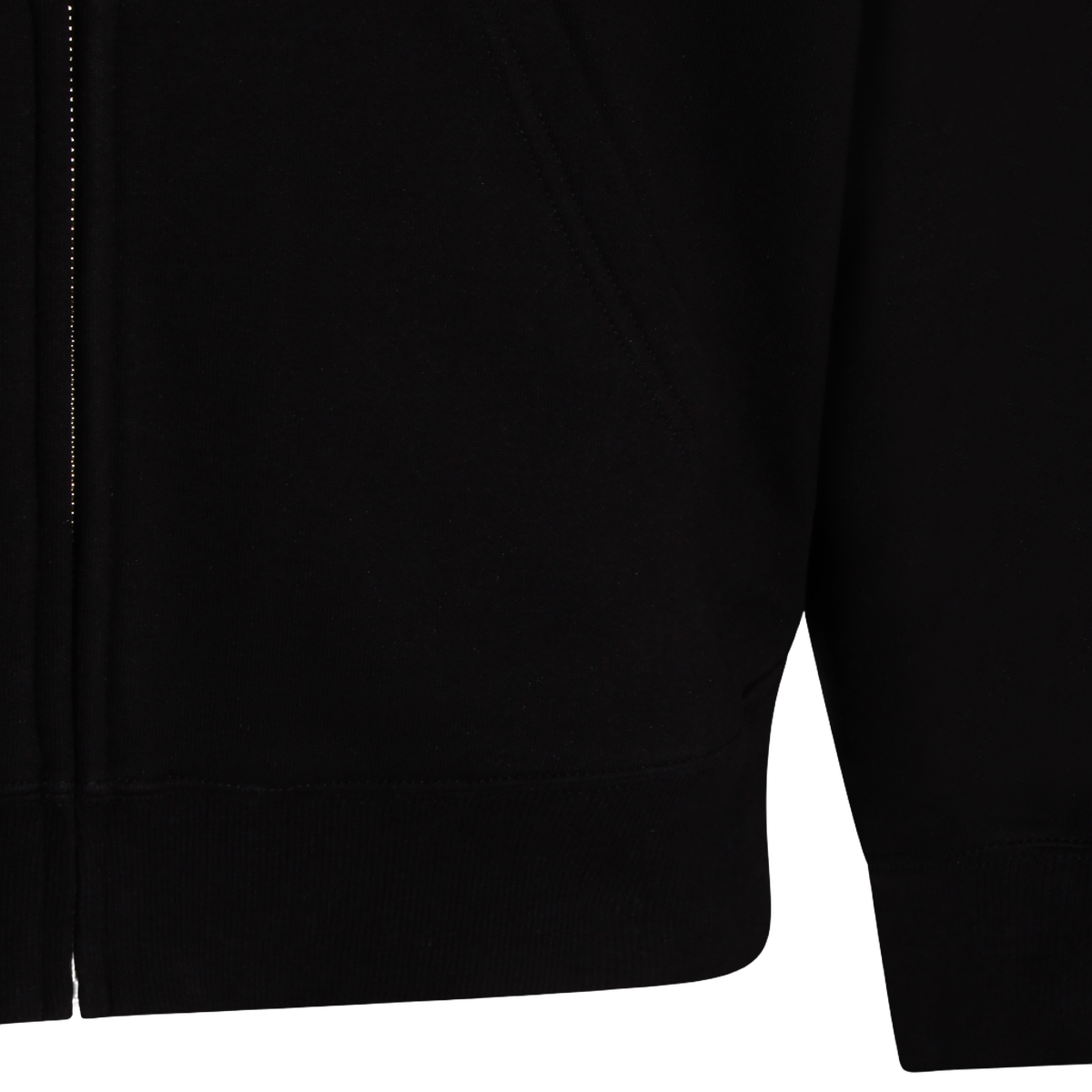 Black Zip-Up Hoodie with Graphic Accents