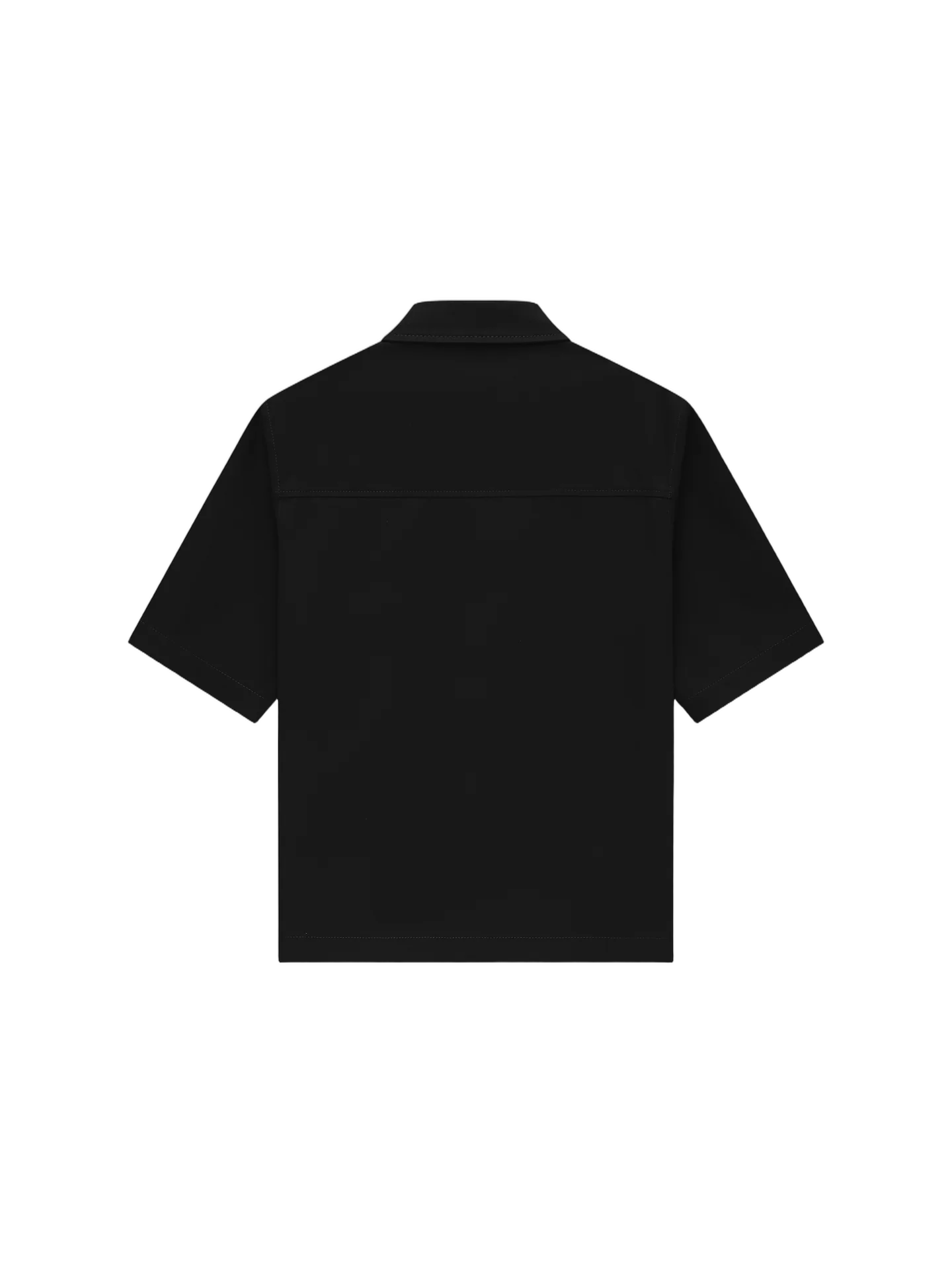 Cropped Short-Sleeved Shirt with Front Snap Closure and Signature Logo