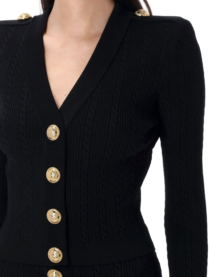 Long Sleeves Ribbed And Cable-Knit Cardigan
