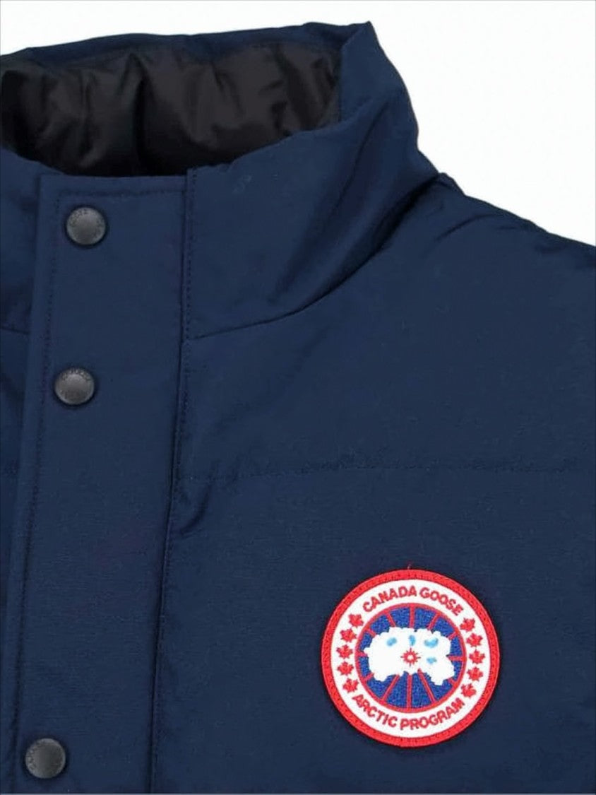 High-Collar Padded Vest with Snap Button Closure
