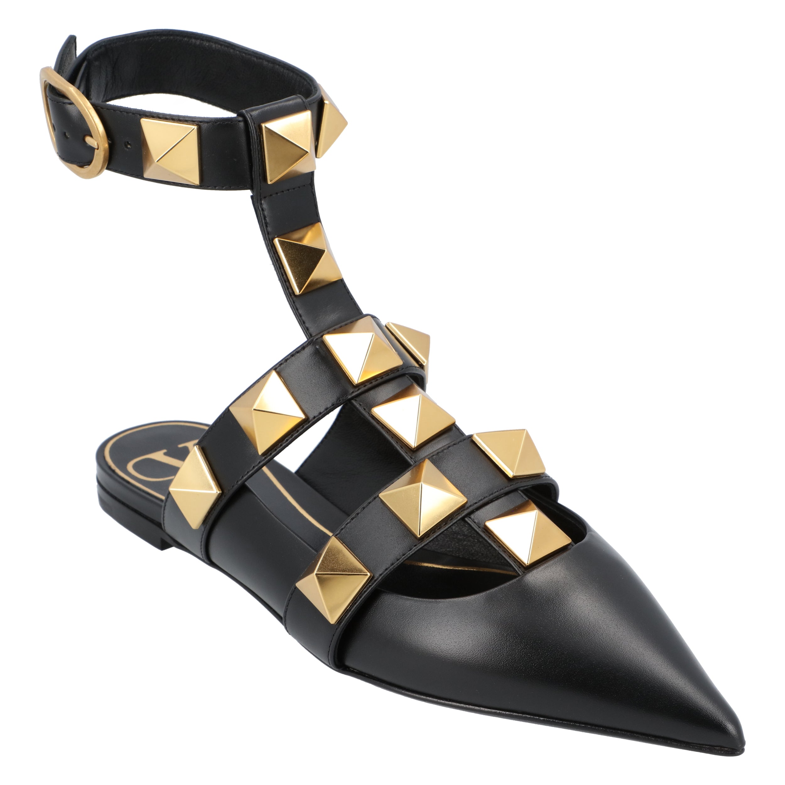 Black Ballerinas With Iconic Roman Stud Rivets