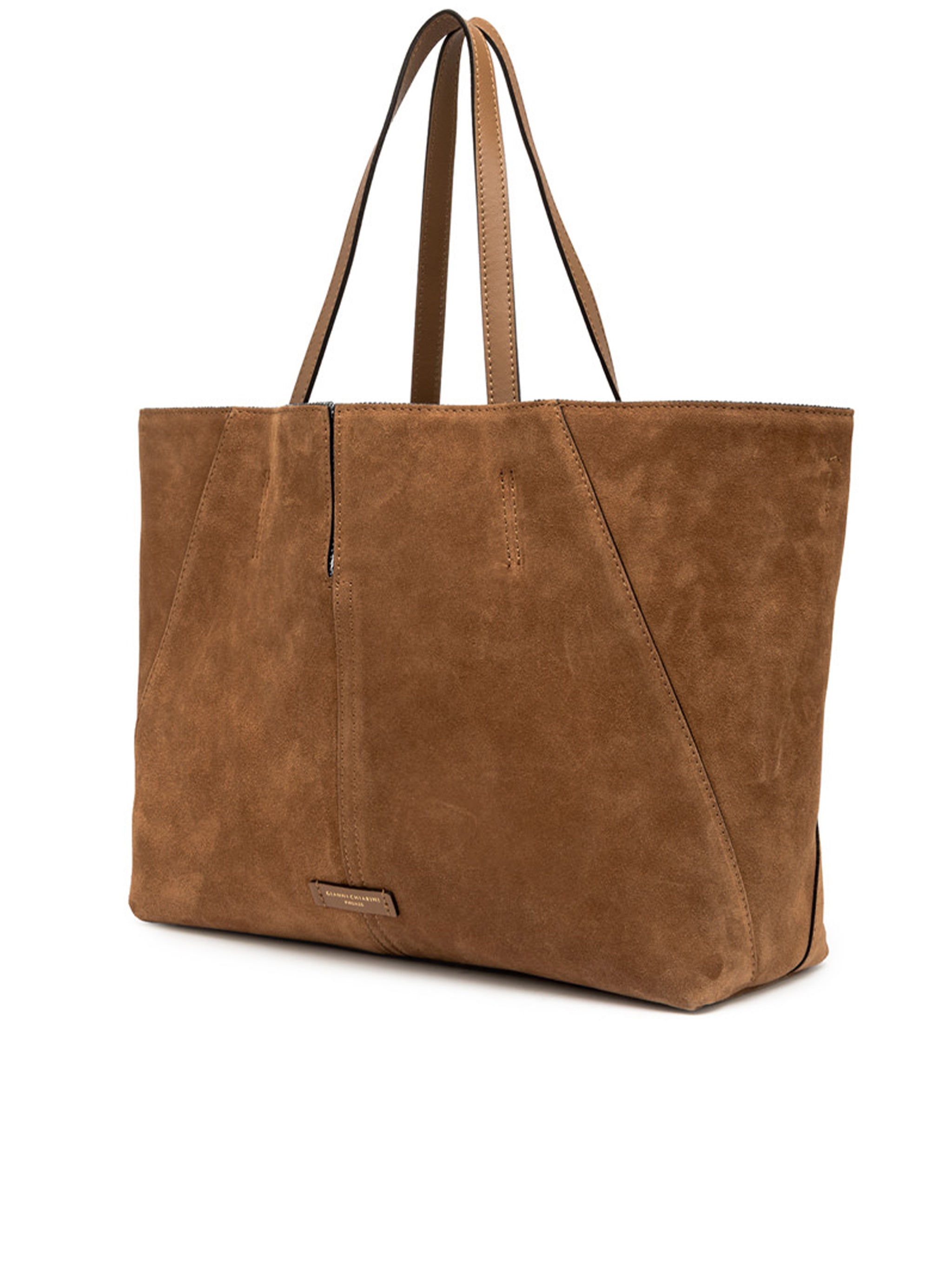 Maya Warm Brown Suede Structured Tote