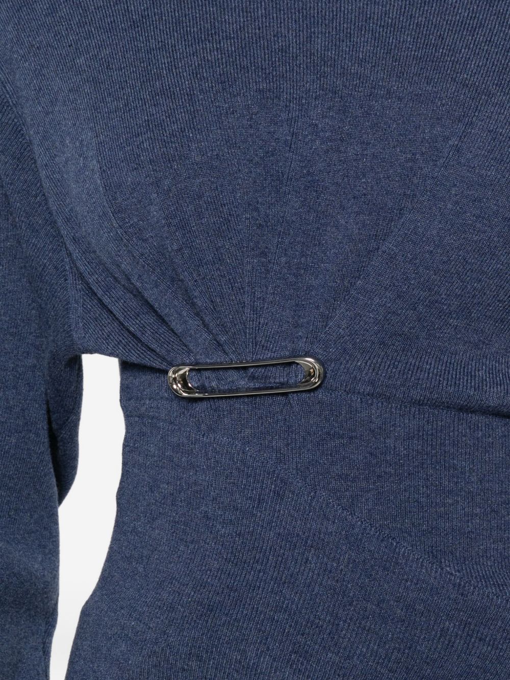 Deep Blue Wool Blend Long Sleeve Top