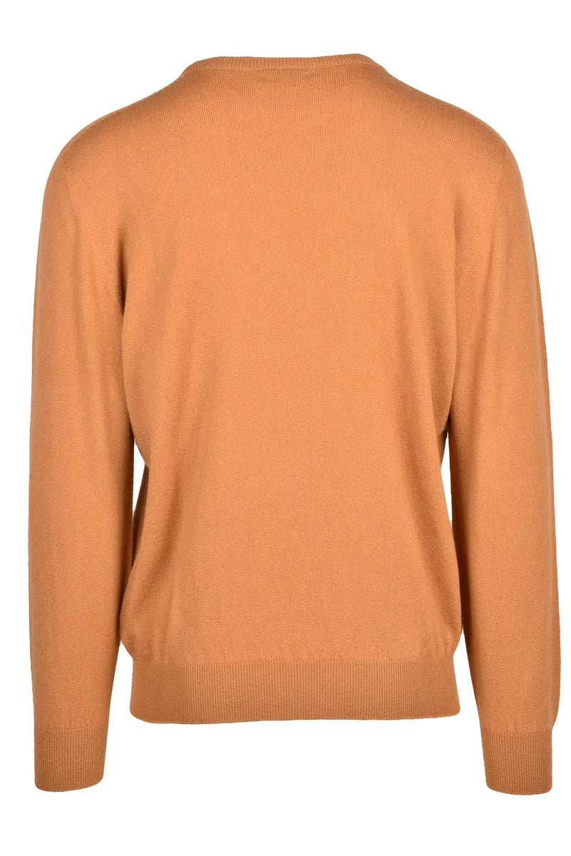 Crew Neck Cashmere Pullover - Black/Orange