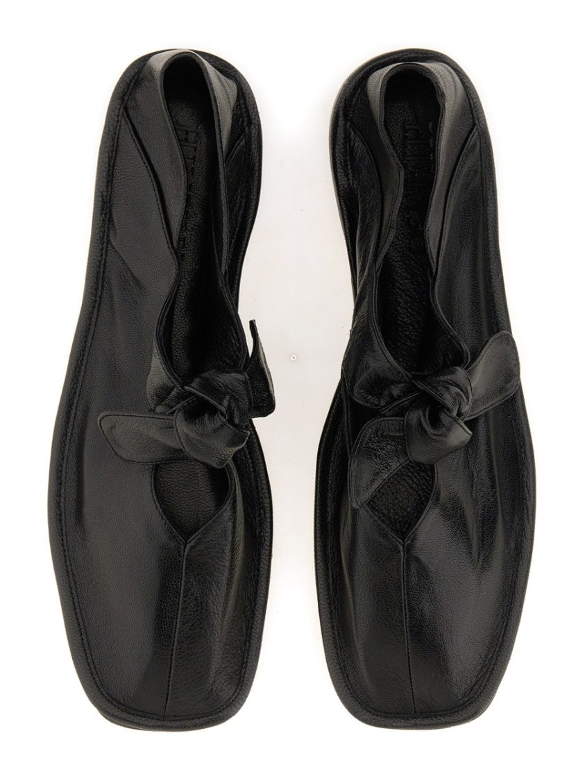 Knotted Black Lambskin Flats
