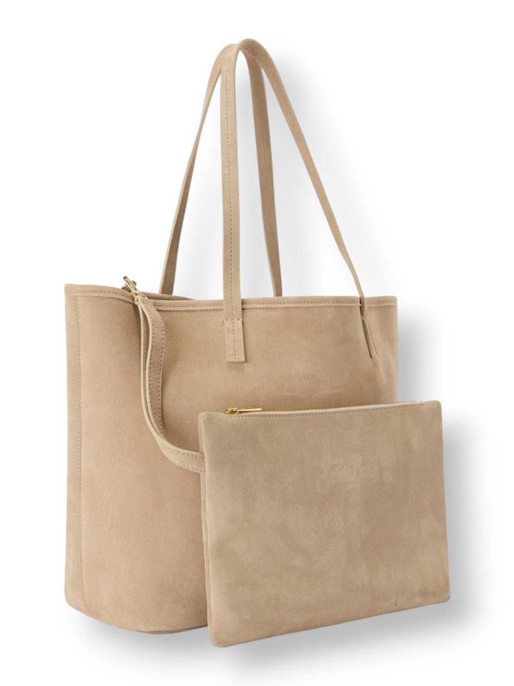 Beige Suede City Crossbody Bag
