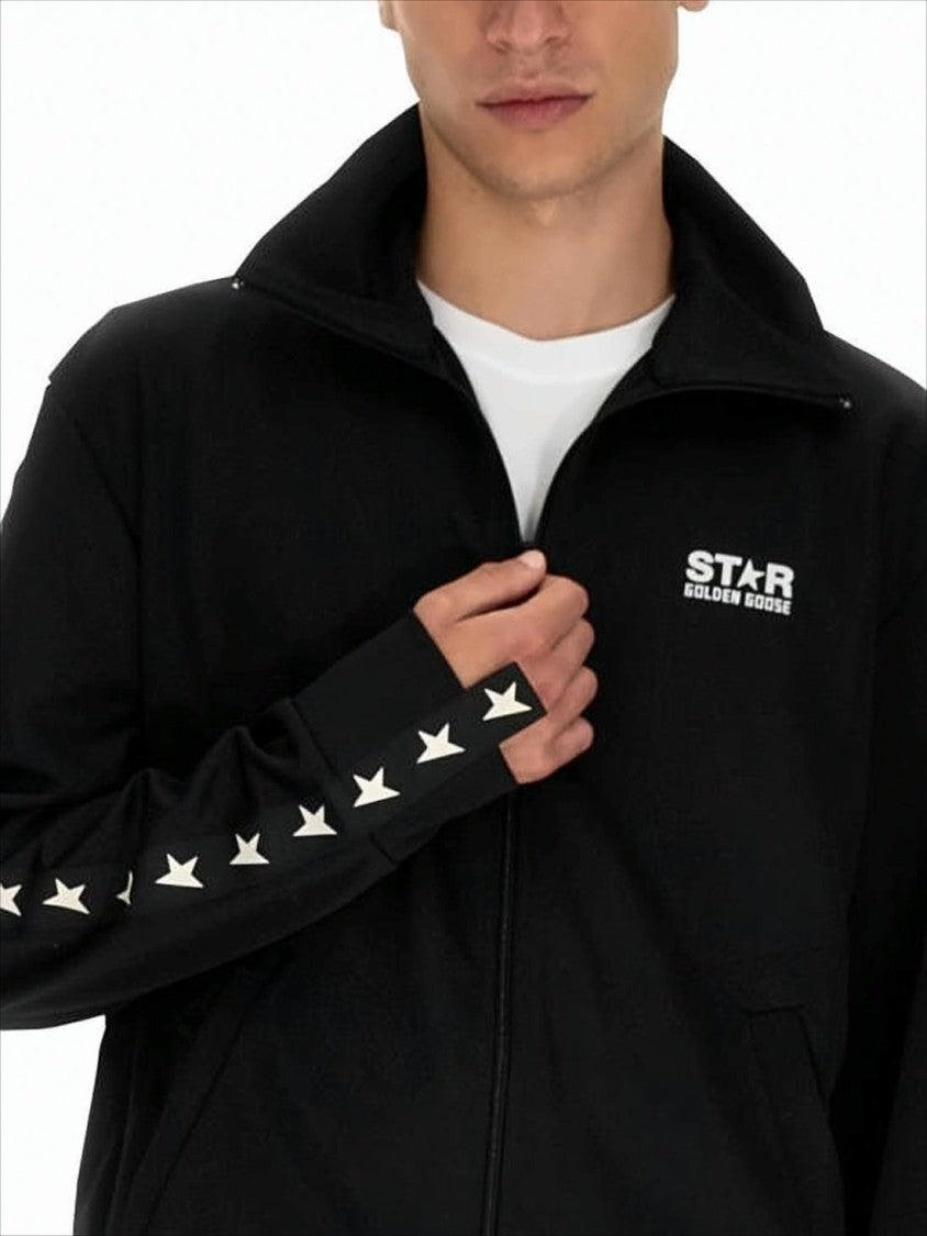 Zip-Up Jacket With Star Prints And Logo