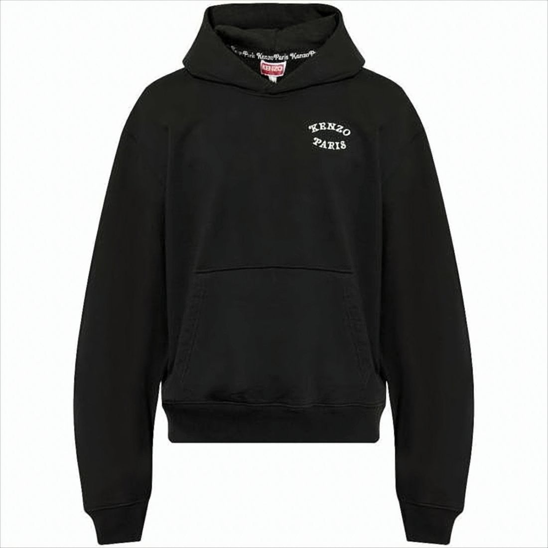 Solid Black Hooded Sweatshirt with Iconic Tiger Graphic