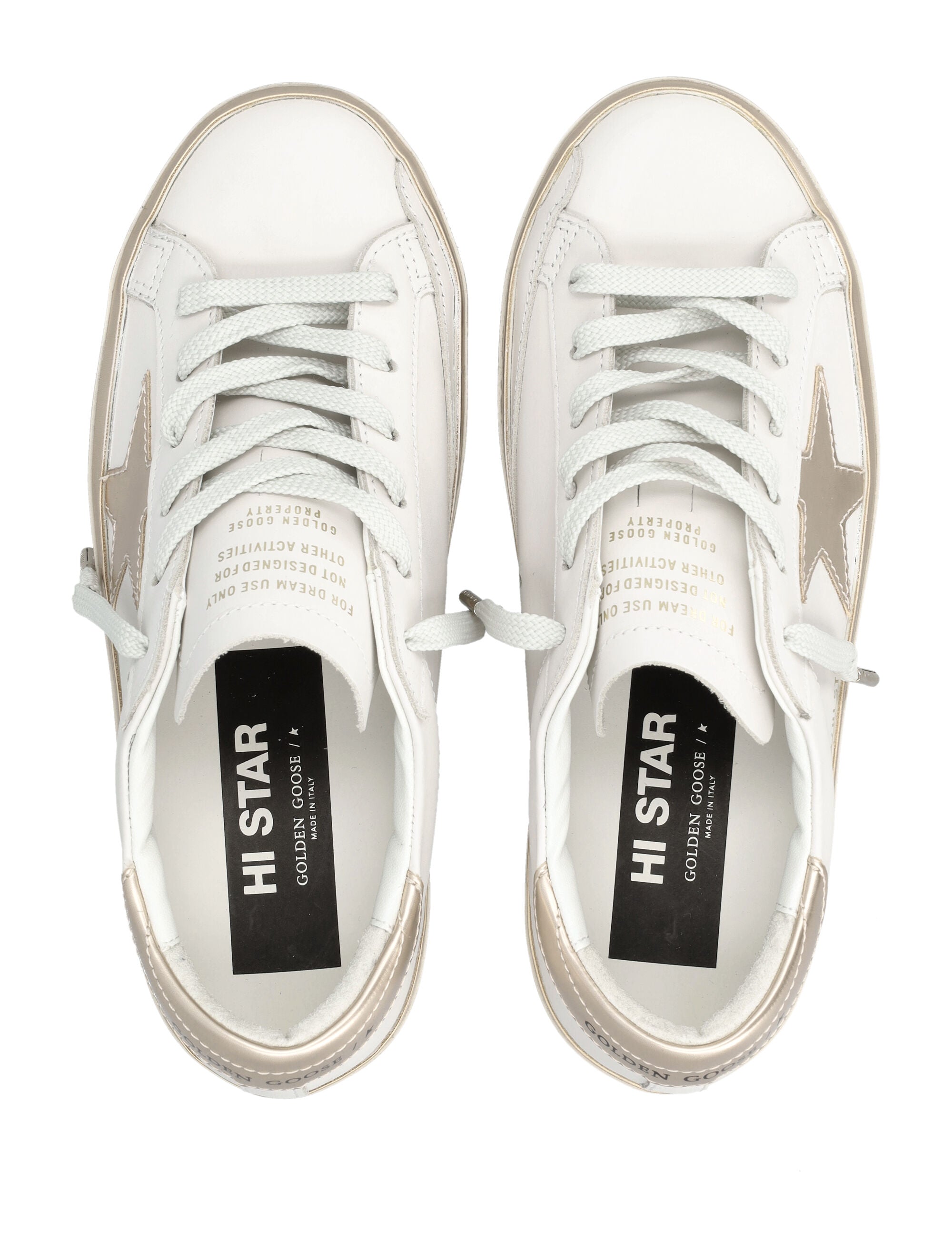 Hi Star White Leather Sneakers with Metallic Accents