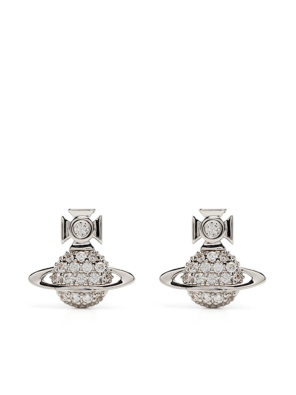 Crystal-Embellished Silver-Tone Stud Earrings