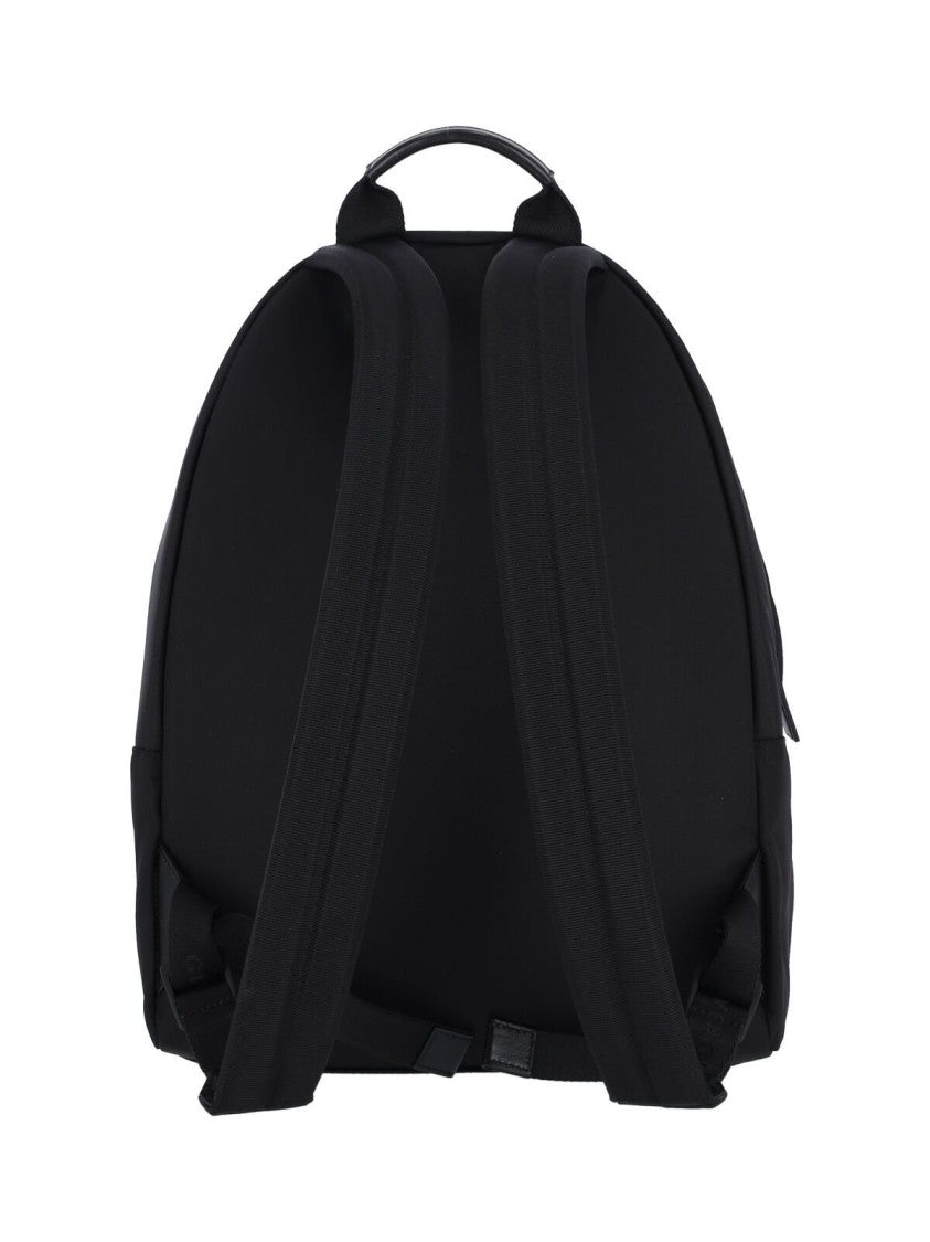 Smooth Structured Black Backpack with Calf Leather Accents