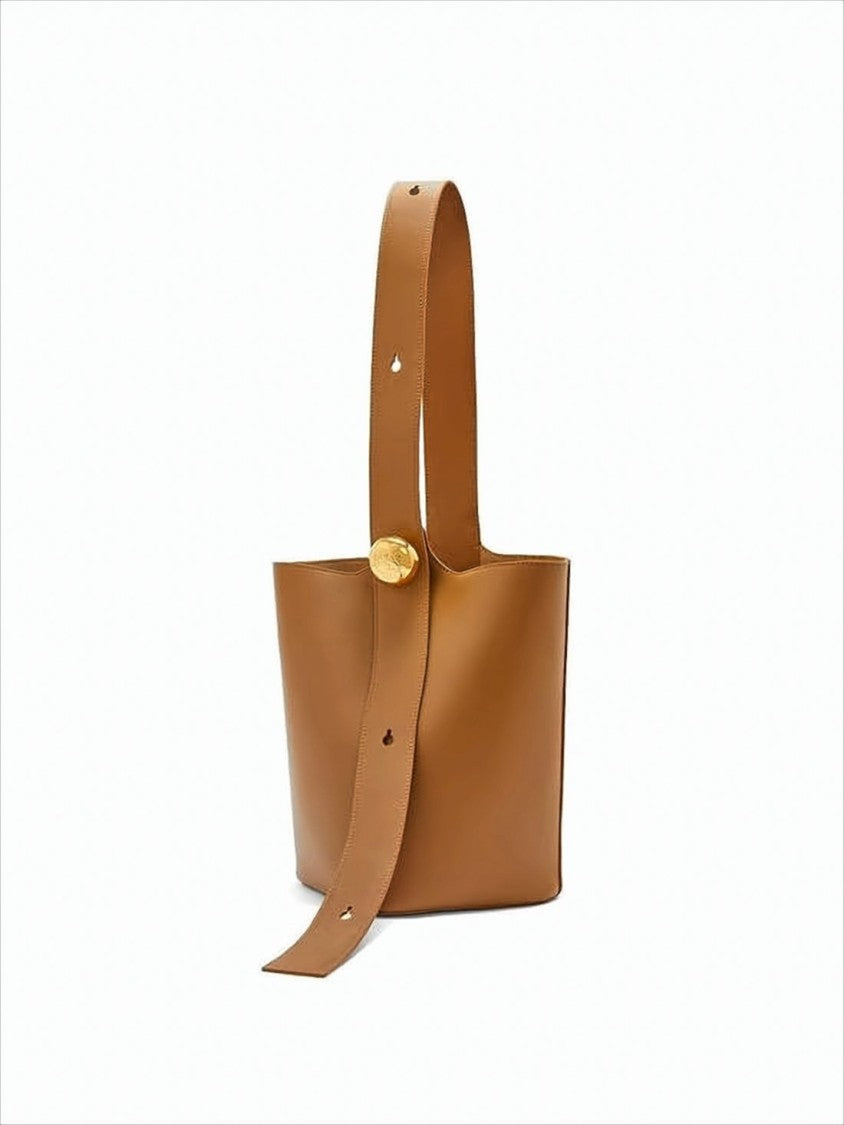 Structured Calf Leather Shoulder Bag