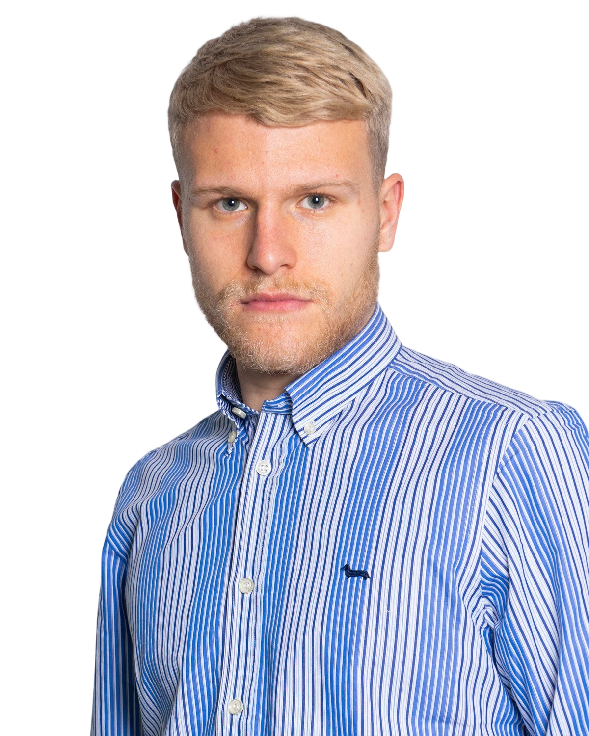 Button-Down Cotton Shirt With Vertical Stripes