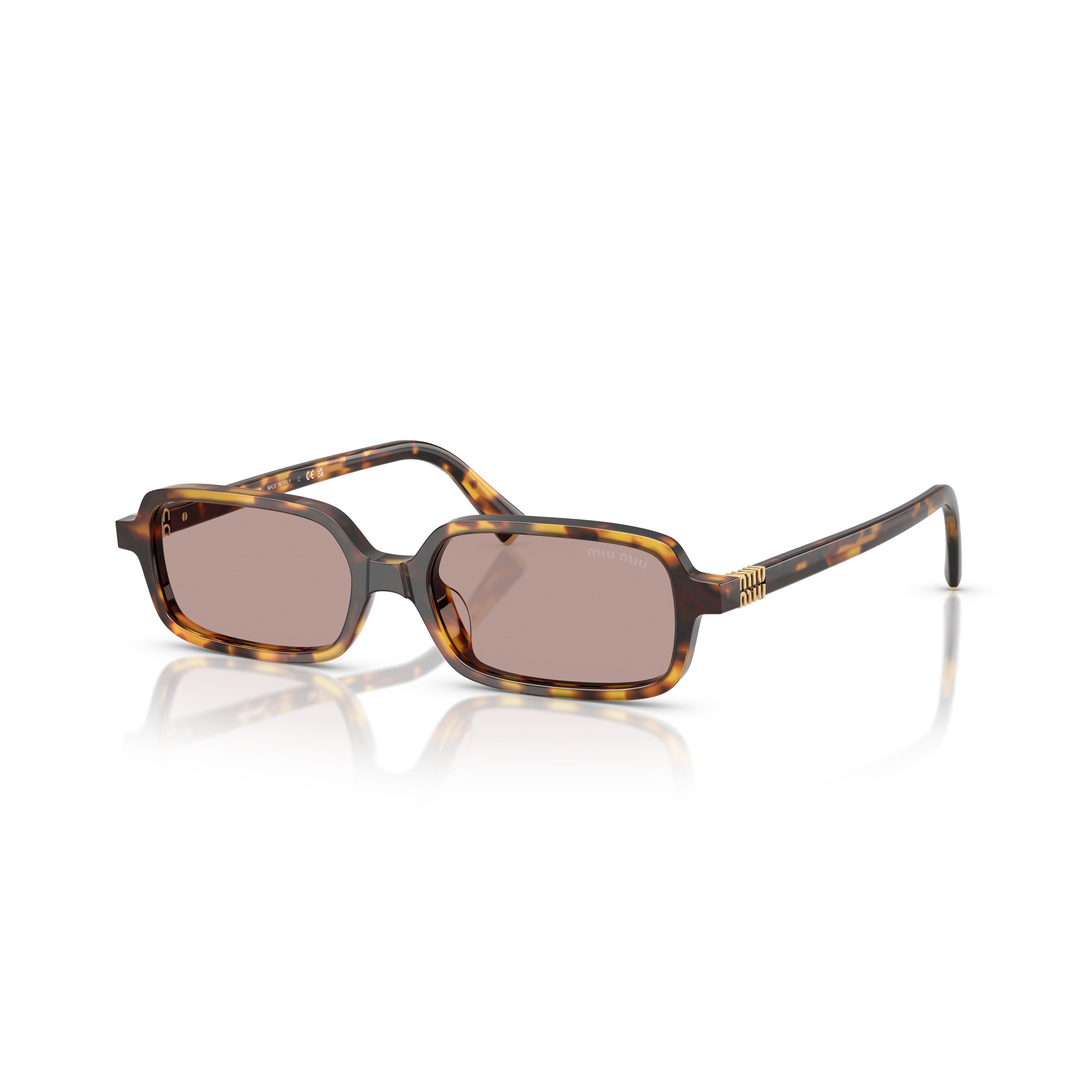 0mu 11zs Rectangular Sunglasses in Tortoiseshell Acetate