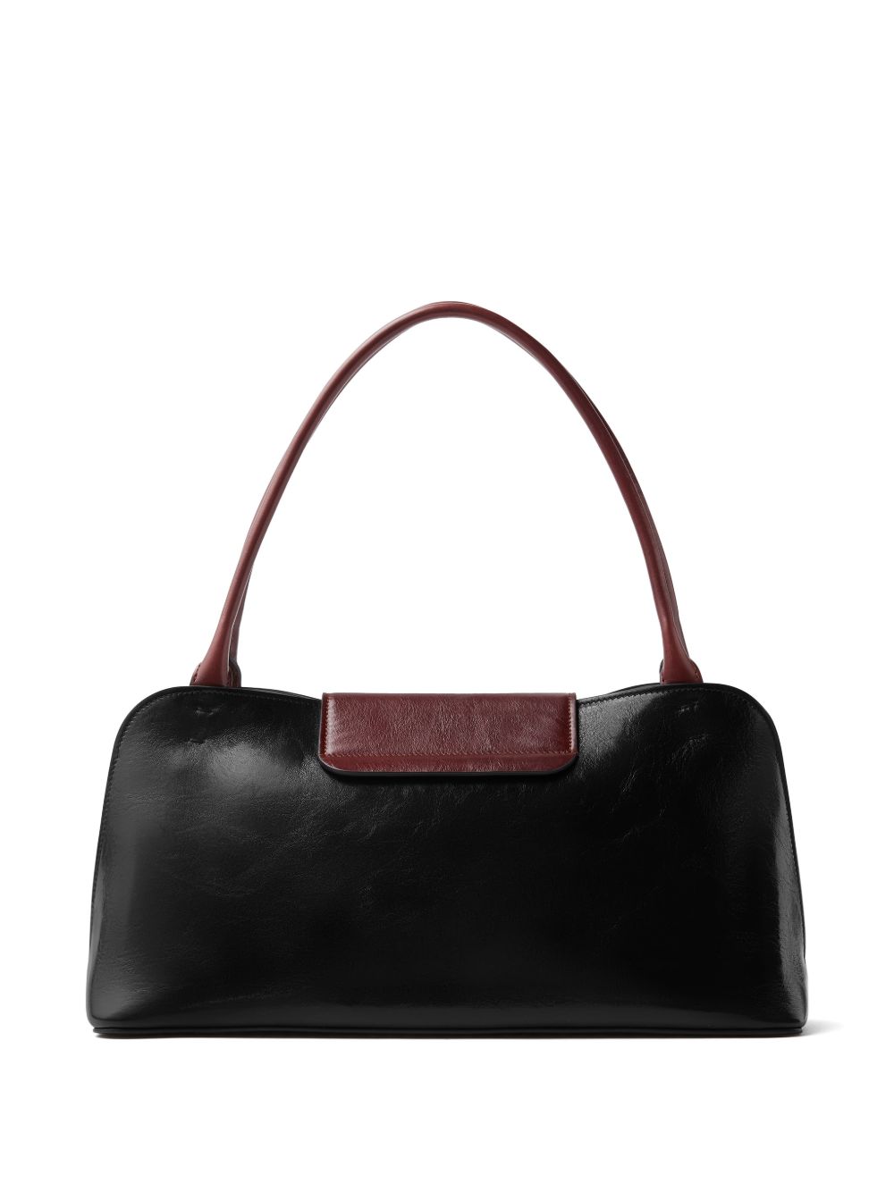 Rectangular Handbag In Smooth Black Silk And Nylon