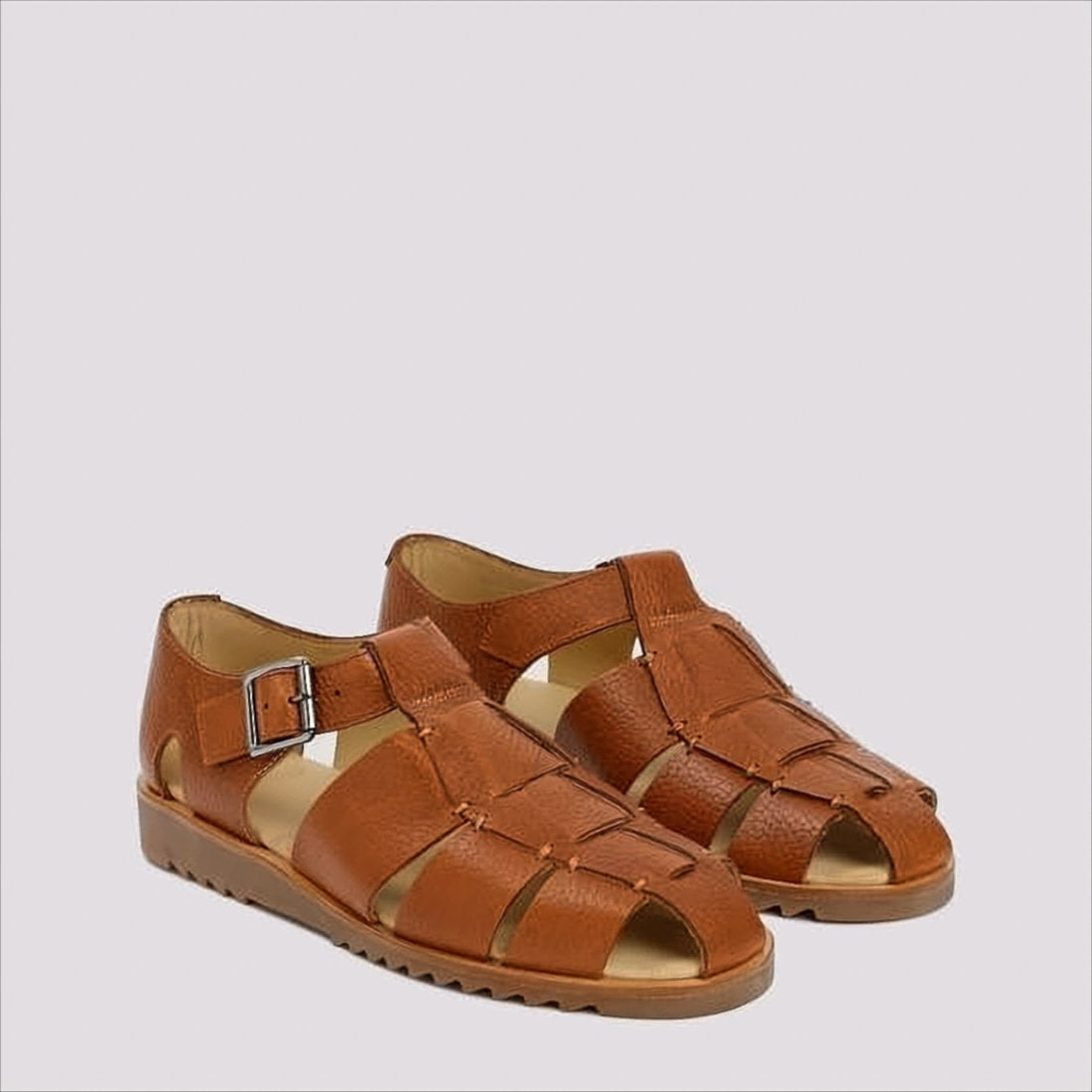 Fisherman Sandal with Textured Leather Straps
