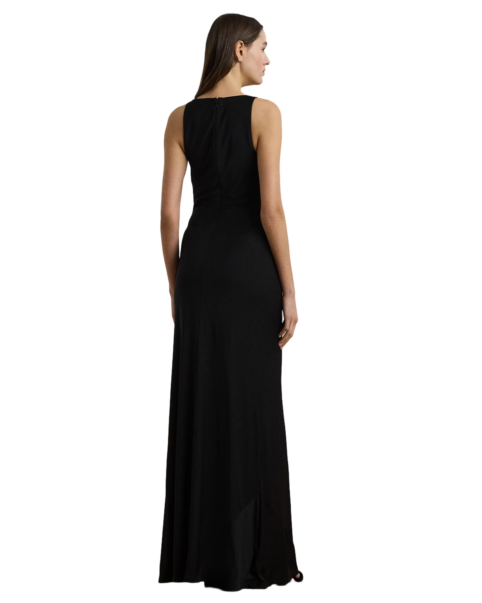 Floor-Length Sleeveless Gown With Draped Neckline