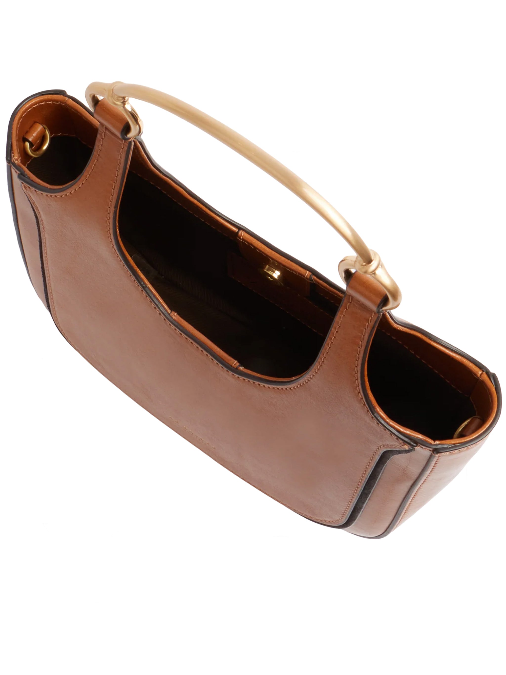 Brown Baby Hobo Structured Leather Shoulder Bag
